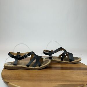Womens Korks Kork-Ease Jerrick Black‎ Faux Leather Strappy Sandals Size 7 M GUC
